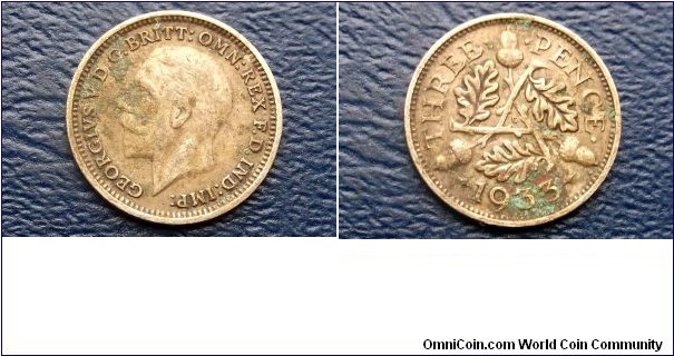 Silver 1933 Great Britain 3 Pence George V KM#831 Oak Leaves Toned Circ Go Here:

http://stores.ebay.com/Mt-Hood-Coins
