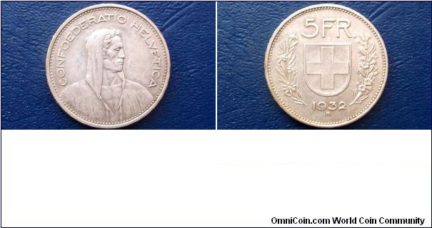 Silver 1932-B Switzerland 5 Francs William Tell Nice Grade Toned Coin Go Here:

http://stores.ebay.com/Mt-Hood-Coins
