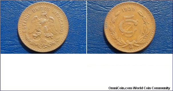 1935 MEXICO 5 CENTAVOS COPPER NICE GRADE SNAKE LARGE 28MM COIN Go Here:

http://stores.ebay.com/Mt-Hood-Coins
