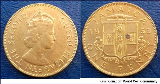 1953 Jamaica 1 Penny KM# 37 Crowned Bust QEII Nice Grade 27mm 1st Year Go Here:

http://stores.ebay.com/Mt-Hood-Coins