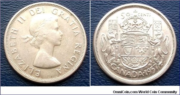 .800 Silver 1957 Canada 50 Cents QEII Young Bust Nice High Grade Coin Go Here:

http://stores.ebay.com/Mt-Hood-Coins