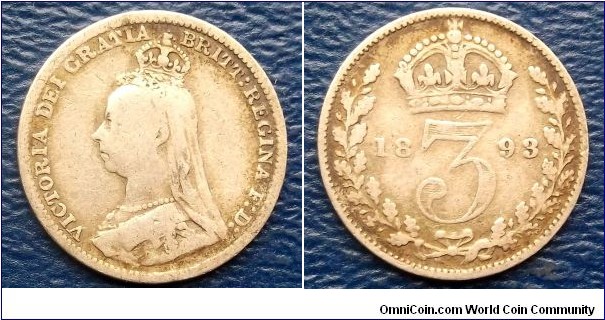 .925 Silver 1893 Great Britain 3 Pence Victoria Crowned Bust Circ Last Yr Go Here:

http://stores.ebay.com/Mt-Hood-Coins