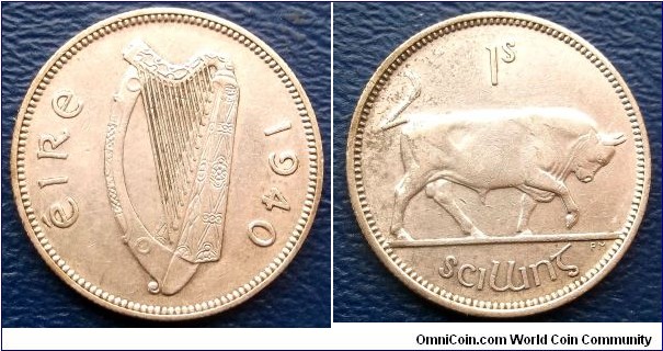 Silver 1940 Ireland Republic Shilling KM#14 Bull & Harp Low Mintage 580K Go Here:

http://stores.ebay.com/Mt-Hood-Coins
