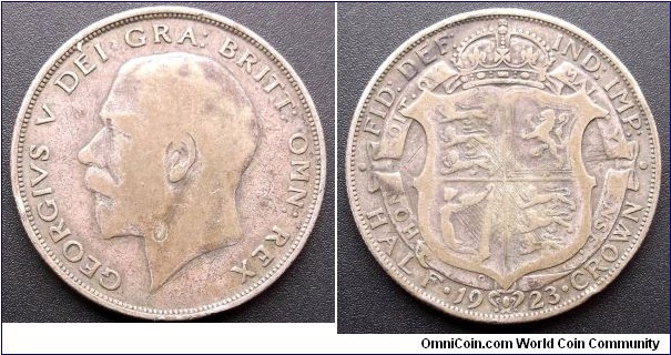 Silver 1923 Great Britain 1/2 Crown George V Nice Original Toned Circ 32mm 
Go Here:

http://stores.ebay.com/Mt-Hood-Coins