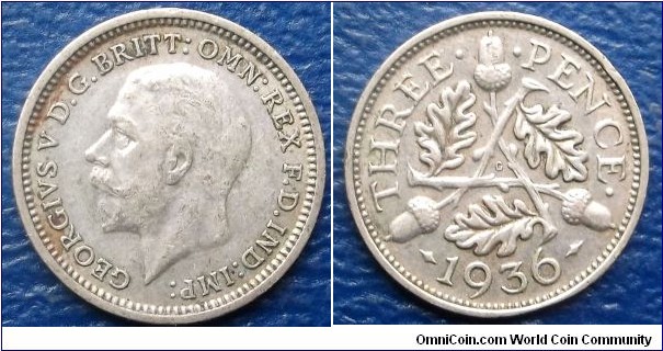 Silver 1936 Great Britain 3 Pence George V KM#831 Oak Leaves Nice Circ Go Here:

http://stores.ebay.com/Mt-Hood-Coins
