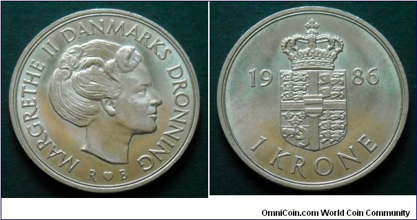 Denmark 1 krone.
1986
