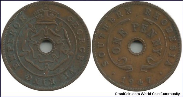 S.Rhodesia 1 Penny 1947