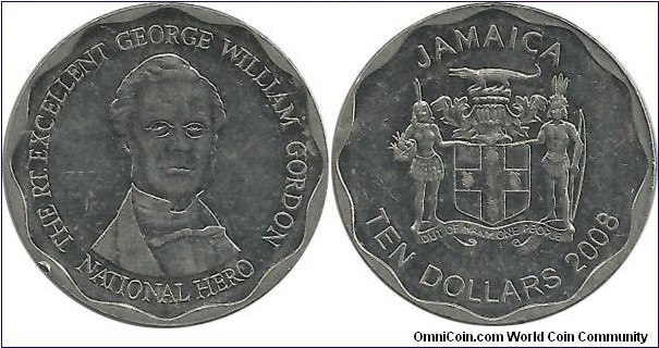 Jamaica 10 Dollars 2008