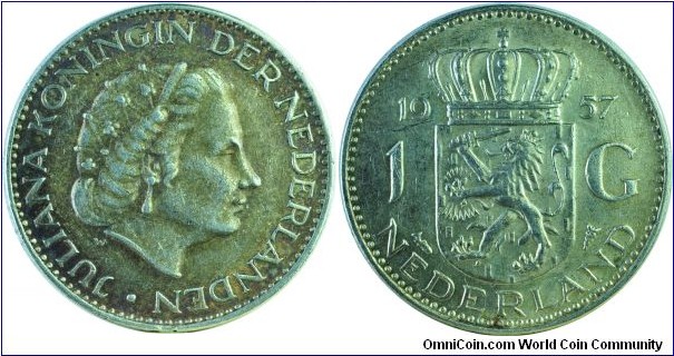 Netherlands1Gulden-km184-silver-1957