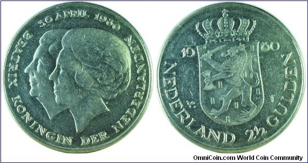 Netherlands2.5Gulden-NewQueenInvesture-km201-1980