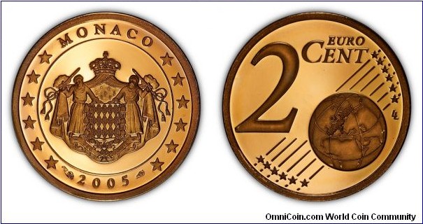 Monaco 2 Euro Cents 2005 Proof