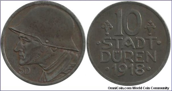 Germany-Notgeld 10 Pfennig 1918-Düren