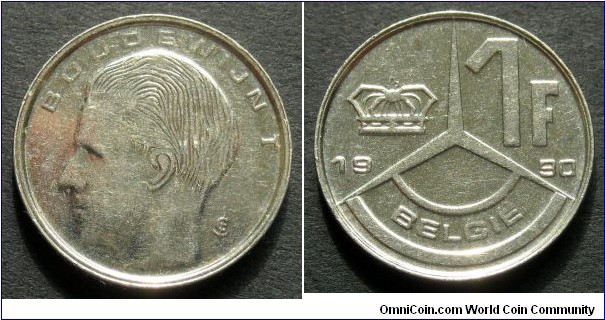 Belgium 1 franc.
1990, Belgie