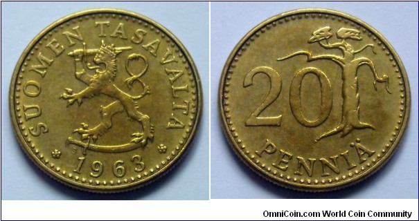 Finland 20 pennia.
1963