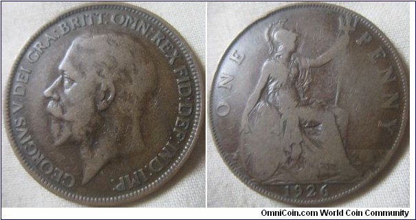 1926 ME penny, scarce. poor strike reverse lowering the grade