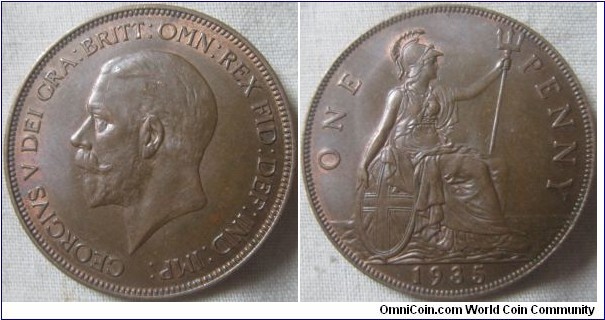 EF 1935 penny with lustre