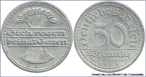 GermanyWeimar 50 Pfennig 1921A