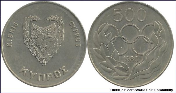 Cyprus-Republic 500 Mils 1980 - Moscow Olympics