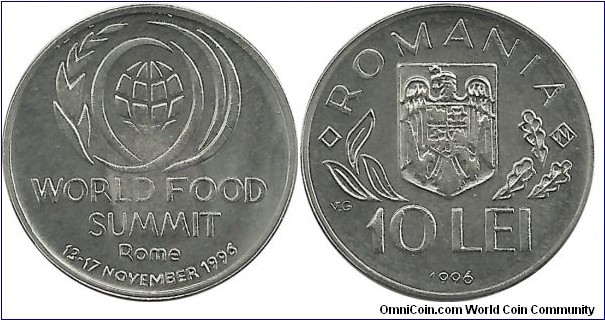 Romania 10 Lei 1996 - World Food Summit(N) -Numismatists issue