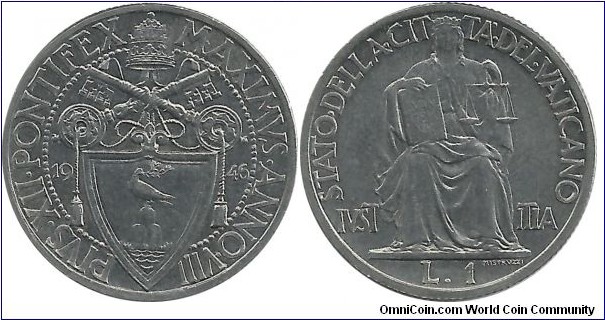 Vatican 1 Lira 1946