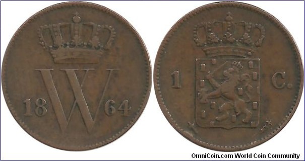 Nederland 1 Cent 1864