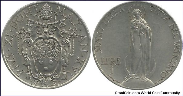 Vatican 1 Lira 1937