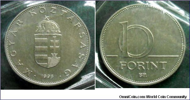 Hungary 10 forint from 1996 annual coin set.