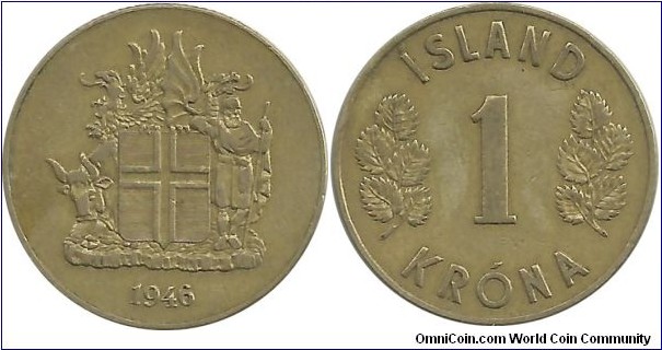 Iceland 1 Krona 1946