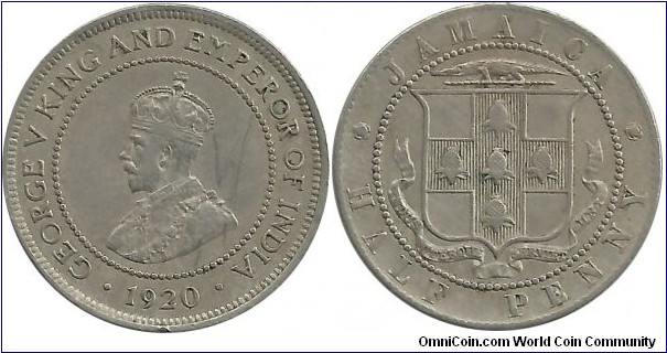 Jamaica ½ Penny 1920
