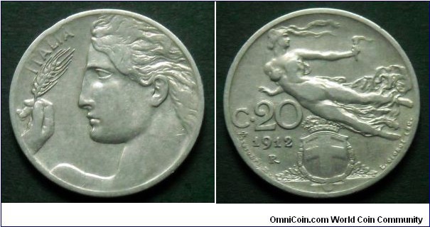 Italy 20 centesimi.
1912