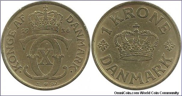 Denmark 1 Krone 1936-Christian X