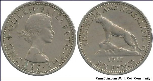 Rhodesia&Nyasaland 6 Pence 1957
