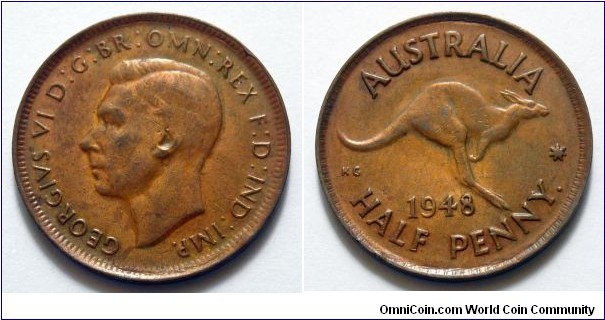Australia 1/2 penny.
1948, Perth mint.