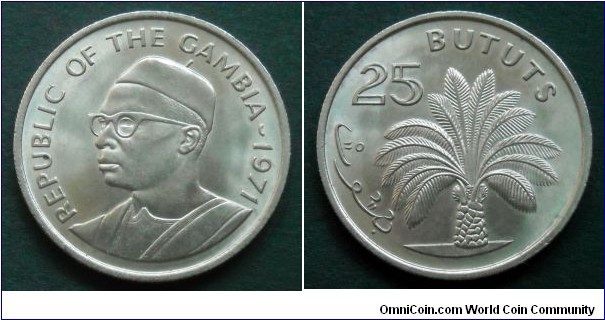 Gambia 25 bututs.
1971