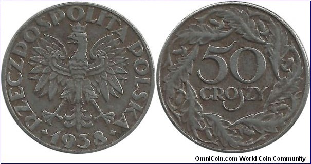 Poland 50 Groszy 1938 (Fe) WW-2 German occp. coin