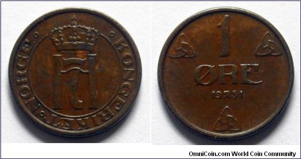 Norway 1 ore.
1951