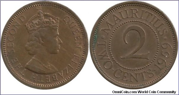 Mauritius 2 Cents 1959