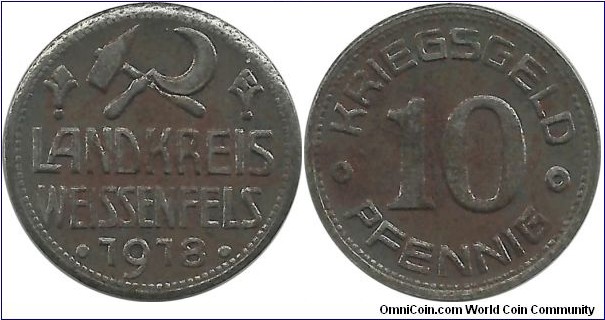 Germany-Kriegsgeld 10 Pfennig 1918 Weissenfels (Saxony)