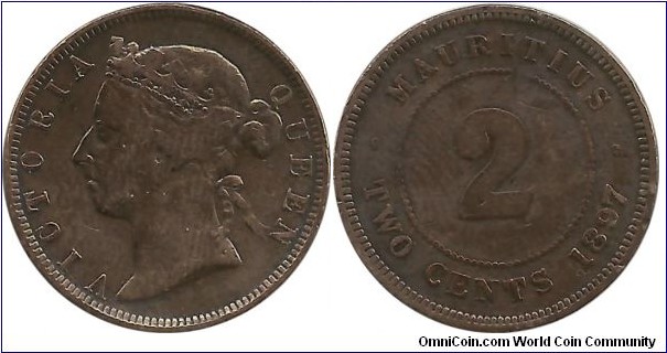Mauritius 2 Cents 1897