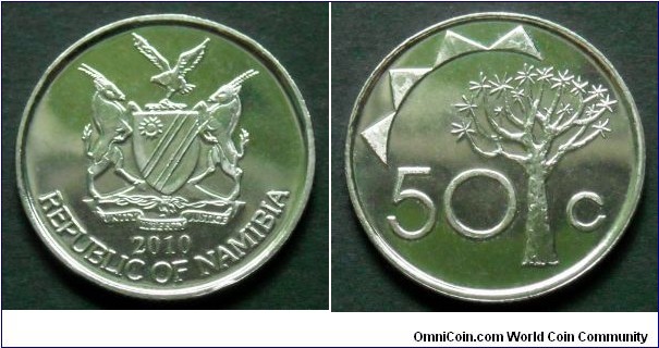 Namibia 50 cents
2010 with extra branch on tree (not on 1993 issue) Special thanks to Manfred. 