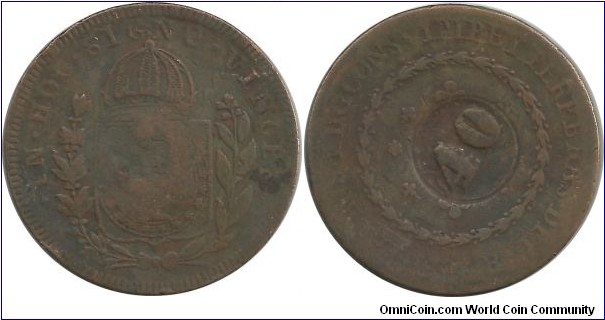 Brasil-Kingdom (40 Reis Countermark) on 80 Reis 1826B