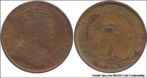 Ceylon-British 1 Cent 1904