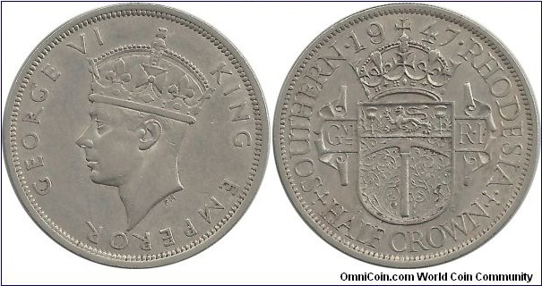 Southern Rhodesia ½ Crown 1947