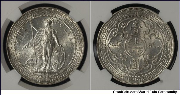 British Trade Dollar NGC1-006 MS-64 
