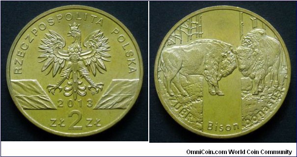 Poland 2 złote.
2013, Żubr (Bison bonasus)