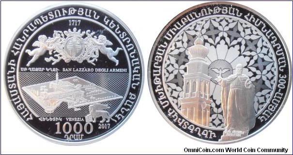 1000 Dram - Mechitarists congregation in Venice - 33.6 g 0.925 silver Proof - mintage 500 pcs only