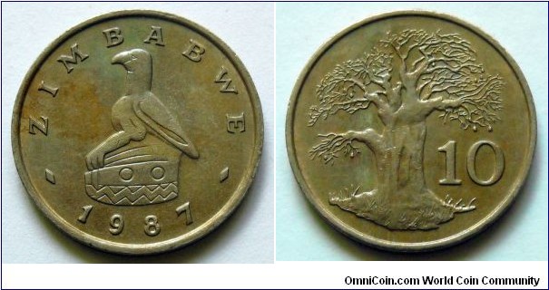 Zimbabwe 10 cents.
1987