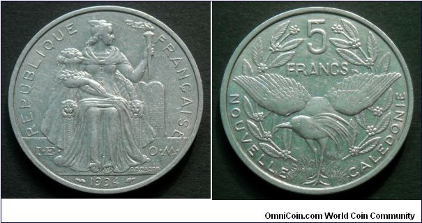 New Caledonie 5 francs.
1994 (I.E.O.M)