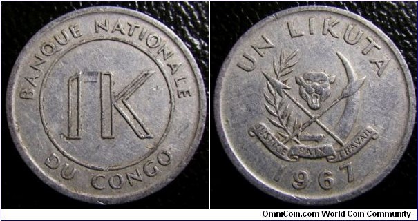Congo 1967 1 likuta. Interesting coin... Weight: 1.24g