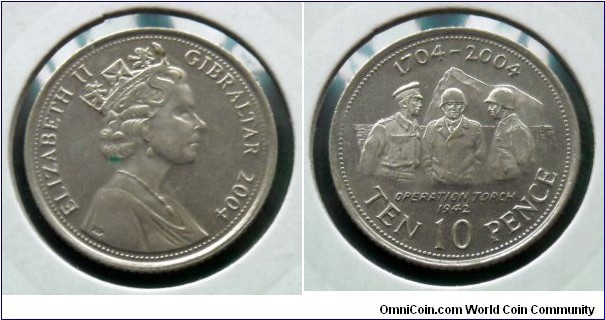 Gibraltar 10 pence.
2004, Operation Torch 1942.